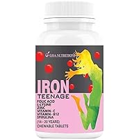 Iron Tablet with Folic Acid Vitamin C B12,Spirulina & Zinc Supplements As Haemoglobin Builder,Immunity,Stamina,Energy Boosters Chewable Tablet for Women Teenager Girls–60 (Pack of 1)