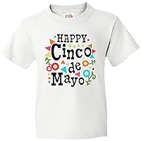 inktastic Happy Cinco De Mayo-Flowers Youth T-Shirt