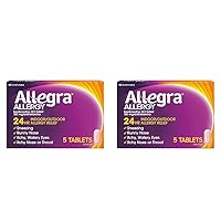 Allegra Adult 24HR Non-Drowsy Antihistamine, 5 Tablets, Fast-Acting Allergy Symptom Relief, 180 mg (Pack of 2)