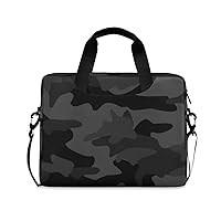 ALAZA Dark Black Camo Camouflage Abstract Geometric Laptop Case Bag Sleeve Portable Crossbody Messenger Briefcase w/Strap Handle, 13 14 15.6 inch