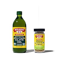 Organic Extra Virgin Olive Oil and Sprinkle Seasoning Bundle - Cold Pressed EVOO for Marinades & Vinaigrettes – USDA Certified, Non-GMO