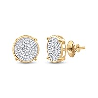 The Diamond Deal 10kt Yellow Gold Mens Round Diamond Circle Disk Cluster Earrings 1/4 Cttw