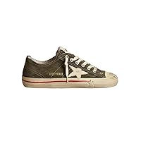 Golden Goose Women's Fashion Sneakers - Italian Leather V- Star Foxing Line Trendy Shoes, Olive Sneakers