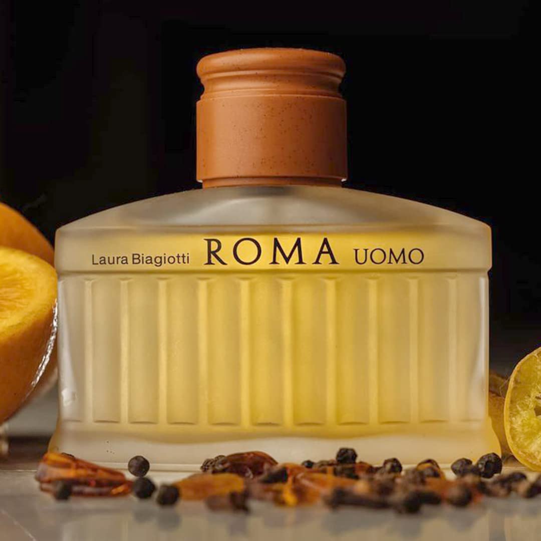 Laura Biagiotti - Roma Uomo - Irresistible Mix of Romanticism and Modernity - Top Notes of Pink Grapefruit, Basil, and Laurel, 2.5 oz Eau de Toilette for Men