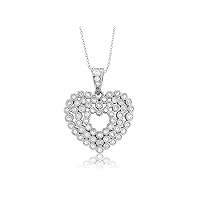 925 Sterling Silver Finish White Sapphire Pave Vintage Design Pave Heart Pendant Cable Chain Necklaces