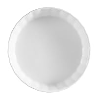 CAC China 42-Ounce Porcelain Round Fluted Quiche Dish, 10-Inch, Super White, Box of 12