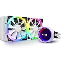 NZXT Kraken X53 RGB 240mm - RL-KRX53-RW - AIO RGB CPU Liquid Cooler - Rotating Infinity Mirror Design - Powered By CAM V4 - RGB Connector - Aer RGB V2 120mm Radiator Fans (2 Included) - White