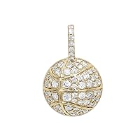 DTJEWELS 0.55 CT Round Cut Prong Set VVS1 Diamond Basketball Charm Pendant for Valentine Day Real 925 Sterling Silver