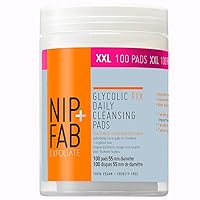 Nip + Fab Glycolic Acid Fix Daily Cleansing Pads for Face with Hyaluronic Acid, Witch Hazel, Exfoliating Resurfacing AHA Facial Cleanser Pad for Exfoliation Even Skin Tone Brighten Skin, 100 Pads XXL