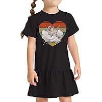 Cute Design Toddler Rib Dress - Heart Print Girls' Dress - Illustration Toddler Dress