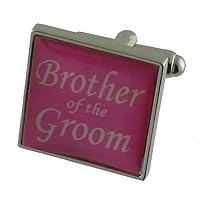 Brother Groom Pink Colour Wedding Cufflinks with Black Pouch