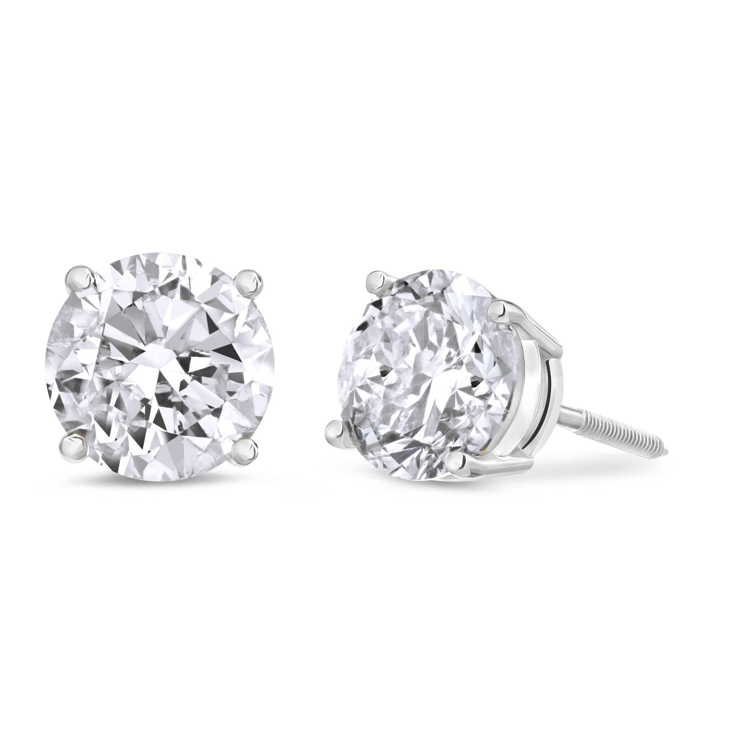 Amazon Collection Certified 14k Gold Round-Cut Diamond Stud Earrings (1/4-2 cttw, K-L Color, I1-I2 Clarity)