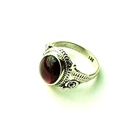Shanya Sterling Silver Ethnic Ring Red Garnet