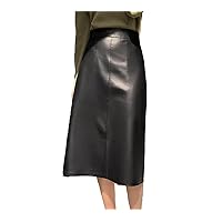 Spring Genuine Leather Skirt for Women High Waist Vintage A-Line 70 Cm Long Simple Maxi Skirt