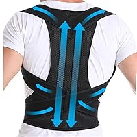 XS-5XL Big Size Posture Corrector Neck Shoulder Back Support Belt Men Women Scoliosis Back Pain Relief Humpback Correction Adjustable Workout Corset Tops Vest (Color : Black, Size : Large)