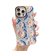 Caseative Flower Floral Print Retro Oil Painting Compatible with iPhone Case (Blue,iPhone 11)