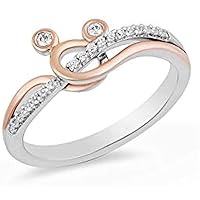 14K Two Tone Gold Plated 925 Sterling Sliver Round Cut D/VVS1 Diamond Mickey Mouse Cocktail Wedding Ring For Women's