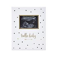 Hello Baby First 5 Years Memory Book, Gender-Neutral Baby Keepsake for New and Expecting Parents, Pregnancy And Milestone Journal, Modern Minimalist Black and Gold Polka Dot