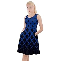 CowCow Womens Gradient Rhombuses Knee Length Skater Dress with Pockets, XS-5XL