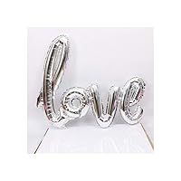 Ligatures Love Letter Foil Balloon Anniversary Wedding Valentines Birthday Party Decoration Champagne Cup Photo Props,Silver,54cm
