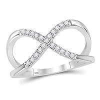 The Diamond Deal 10kt White Gold Womens Round Diamond Split-shank Infinity Ring 1/6 Cttw