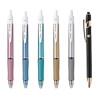 Pilot Acroball T Series Retractable Ballpoint Pen 0.5mm Black Ink 5 Body Colors Set BAB-15EFT With Kanji LOVE Sticker, 0.44 x 5.61 2.22 in