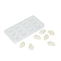 Restaurantware Pastry Tek 10.8 x 5.3 Inch Chocolate Shaping Molds 10 Freezable Bunny Shaped Candy Molds - 12 Cavities Dishwashable Clear Polycarbonate Chocolate Molds Easy To Release