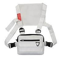 Chest Bag For Men, Chest Rig Bag Multifunctional Waist Front Bag Vest Waist Bag Shoulder Bag for Hiking Running Camping White, Running Vest Phone Holder