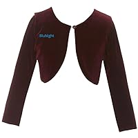 Little Girls Long Sleeve One Button Velvet Bolero Sweater Jacket Dress Cover Up