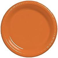 Creative Converting Touch of Color 20 Count Plastic Banquet Plates, Sunkissed Orange