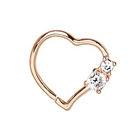Annealed Rose Gold Plated Jeweled Heart WildKlass Cartilage Earring