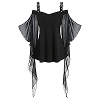 Shirt Plain Halloween Lace Gothic Sleeve Tops Women T-Shirt Criss Insert Women's Blouse Shirt Short Sleeve Women