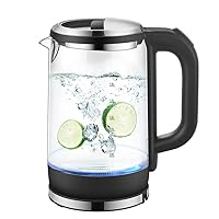 Kettles, Glass Kettles for Boiliwater,Water Kettle with Illuminated Led, Cordless Water Boiler with Stainless Steel Inner Lid Bottom,Fast Boil Auto-Off/Black