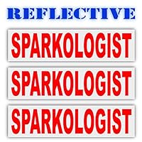 3 Pack | Reflective Construction Stickers, Hard Hat Stickers Electrician Sparkologist - Sticker Graphic - Construction Toolbox, Hardhat, Lunchbox, Helmet, Mechanic & More (Red)
