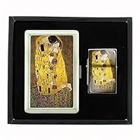 Gustav Klimt The Kiss Cigarette Case Oil Lighter Gift Set D-250