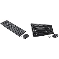 Logitech MK295 Wireless Mouse & Keyboard Combo - Black & MK270 Wireless Keyboard and Mouse Combo for Windows, 2.4 GHz Wireless, Compact Mouse - Black