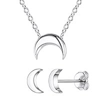 ChicSilver Sterling Silver Tiny Moon Jewelry Set for Women, 16