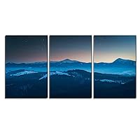 wall26 - 3 Piece Canvas Wall Art - Nature Landscape Under Starry Sky - Modern Home Art Stretched and Framed Ready to Hang - 24