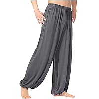 Mens Wide Leg Yoga Pants Elastic Waist Sweatpants Stretch Workout Legging Dance Pants Loose Casual Tapered Trousers