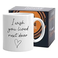 Bubble Hugs I Wish You Lived Next Door Mug 11 oz, Gift Idea for Friendship Birthday Moving Away Neighbor Day Miss You Mom Friend Bestie Lover Sister Women, White