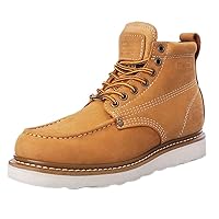 New Women Yellow Genuine Leather Work&Safety Boots Goodyear-Welted Vintage Ankle Boots Round-Top Men Casual Cowboy Boots