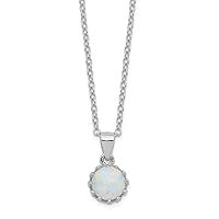 925 Sterling Silver Rhodium Plated Polished Simulated Opal Necklace 18 Inch Measures 7.2mm Wide Jewelry for Women