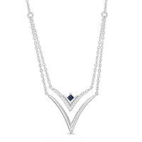 0.20 CT Round Cut Created Diamond Chevron Pendant Necklace 14K White Gold Finish