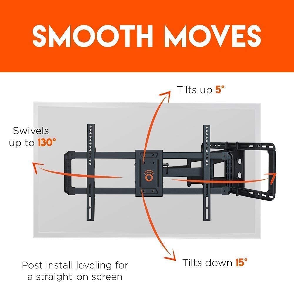 ECHOGEAR Full Motion TV Wall Mount & Sound Bar Mounting Bracket - for Big TVs Up to 90
