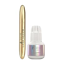 Crystal Clear Eyelash Extension Glue 5ml & Stacy Lash Serum 5ml for Lashes Growth & Thickness/Enhancing Natural Eyelashes/with Biotin / 1Sec Drying Time/Retention 8 Weeks/Transparent Adhesive