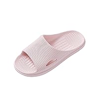 Fluff Yeah Slides for Women Ladies Couple Slippers Bathroom Slippers Flat Solid Color Stripe Bathroom Slippers