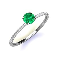 Round Emerald Diamond 1 ctw Women Engagement Ring 14K Gold