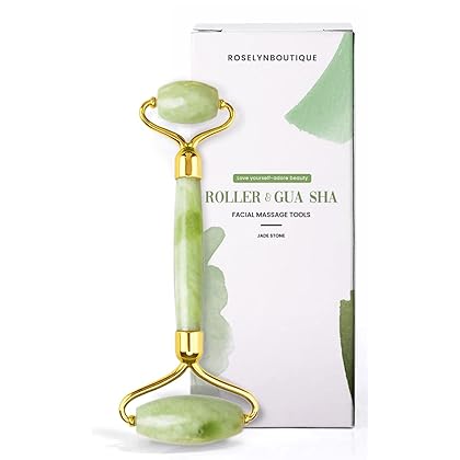 Jade Roller for Face - Beauty Facial Skin Massager Rejuvenate Slimming Firming Reduce Wrinkles - Handmade Natural Jade Green
