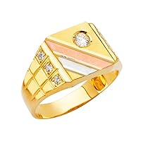 14k Yellow Gold White Gold and Rose Gold Mens CZ Cubic Zirconia Simulated Diamond Ring Size 10 Jewelry Gifts for Men