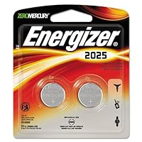 Energizer 2025BP-2 Battery, Lithium, Coin Cell, 3V, 162 mAh, 20mm Dia. x 2.5mm H, 2.6 g (10 pieces)